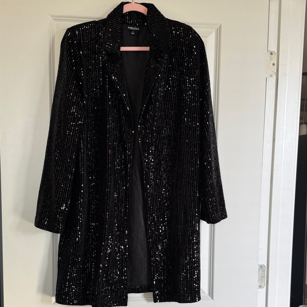 Black Sequin Women's Coat